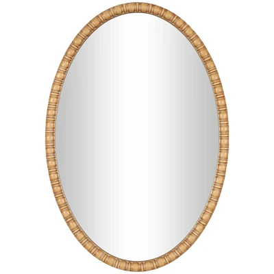 37" Brown Bohemian Framed Oval Wall Mirror