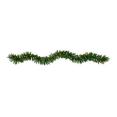 9ft. Pre-Lit Pine Artificial Garland with Warm White LED Lights