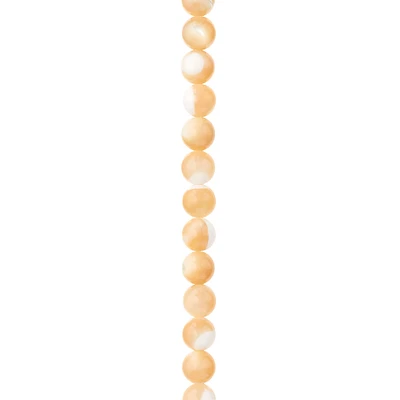12 Pack: Natural Amber Mother of Pearl Round Beads, 6mm by Bead Landing™