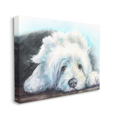 Stupell Industries Fluffy Old English Sheepdog Puppy Resting Canvas Wall Art 