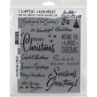 Stampers Anonymous Tim Holtz® Christmastime Phrases Cling Stamps