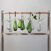 8" Green Hand Blown Glass Hanging Vase