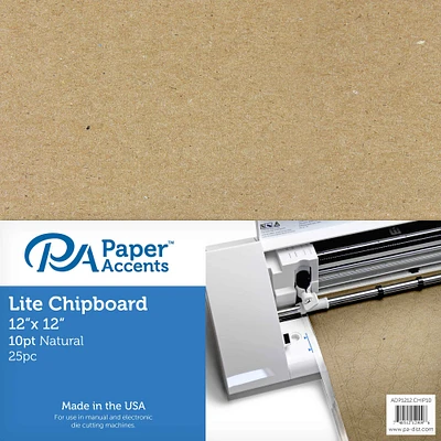 PA Paper™ Accents Natural 12" x 12" 10pt. Lite Chipboard, 25 Pieces