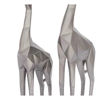 CosmoLiving by Cosmopolitan Silver Polystone Modern Giraffe Sculpture Set