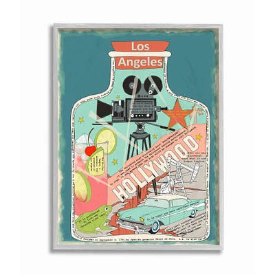 Stupell Industries Vintage Los Angeles Fun Facts Wall Art in Gray Frame