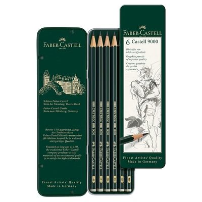 Faber-Castell® 9000 Graphite 6 Pencil Tin Set