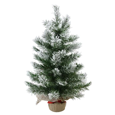22" Unlit Flocked Pine Artificial Christmas Tree in Burlap Base