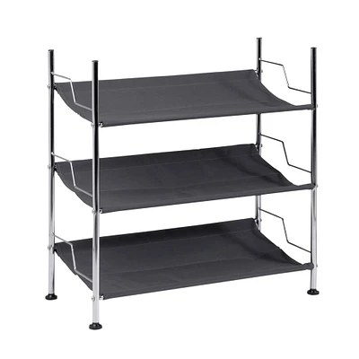 Honey Can Do Chrome & Black 3-Tier Shoe Rack