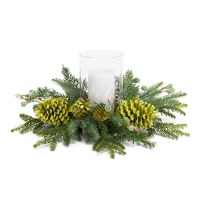 18" Mixed Pine Candle Holder