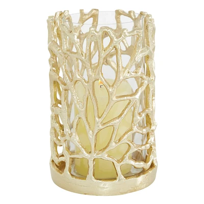 Gold Aluminum Coastal Candle Holder, 8" x 5" x 5"