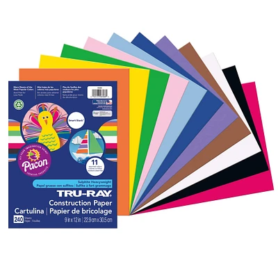Tru-Ray® Smart-Stack™ 9" x 12" Assorted Color Construction Paper, 240 Sheets