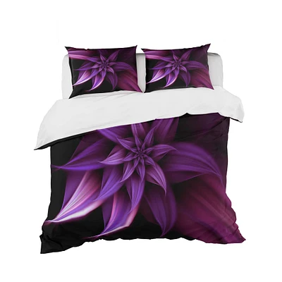 Designart 'Fractal Flower Purple' Modern & Contemporary Bedding Set