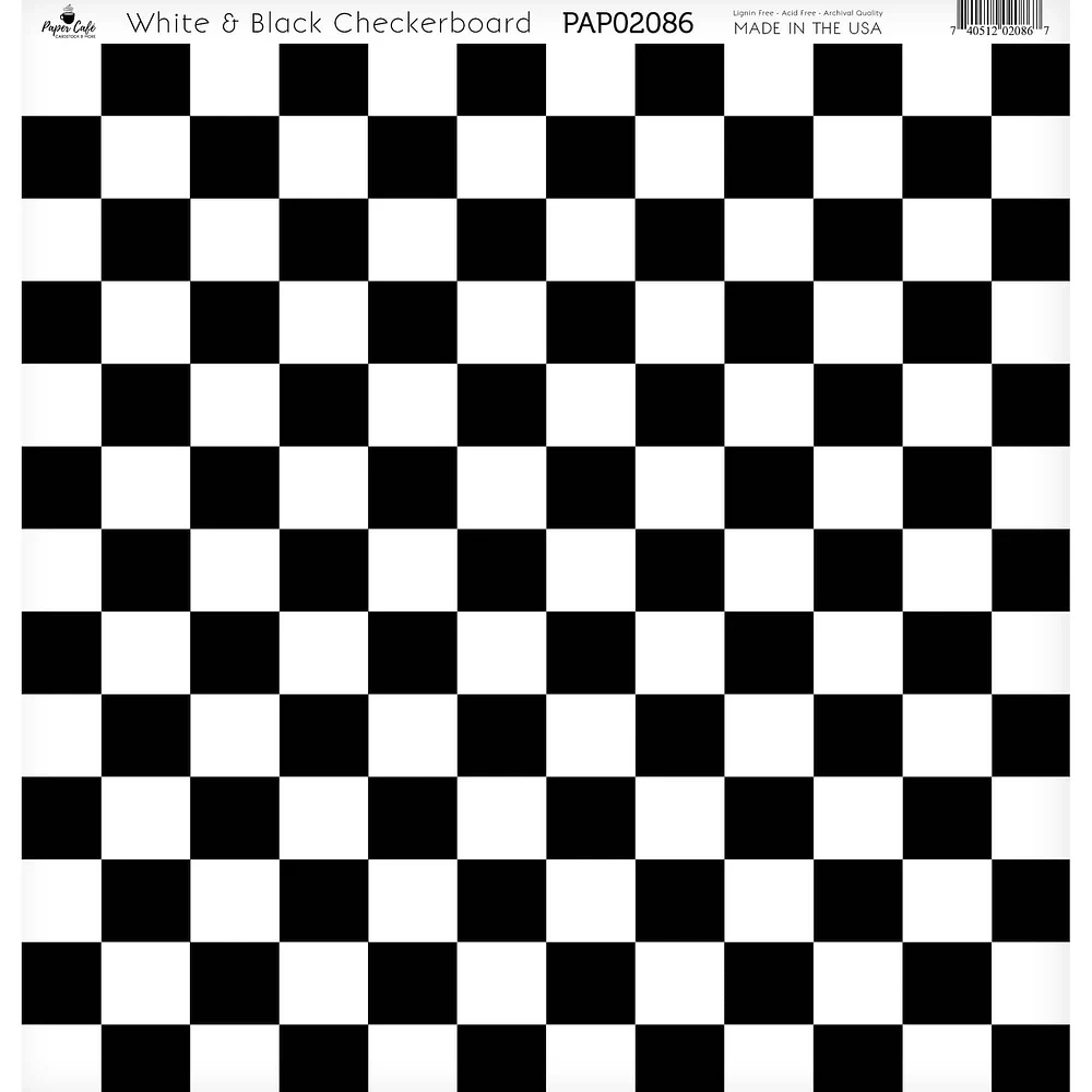 Paper Café White & Black Checkerboard 12" x 12" Cardstock, 15 Sheets