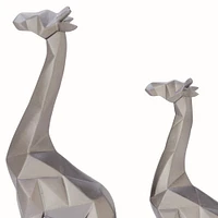 CosmoLiving by Cosmopolitan Silver Polystone Modern Giraffe Sculpture Set