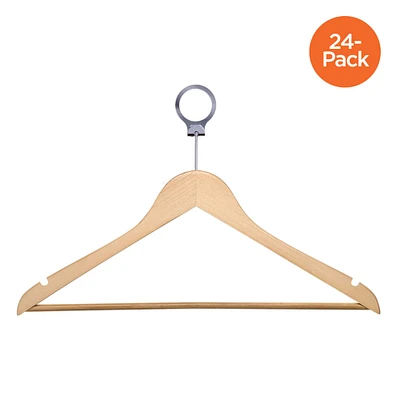 Honey Can Do Hotel Suit Maple Wood Hangers, 24ct.