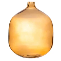 8" Amber Modern Round Tinted Glass Vase