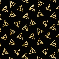 Camelot Fabrics Harry Potter Metallic Gold Deathly Hallow Logo Cotton Fabric