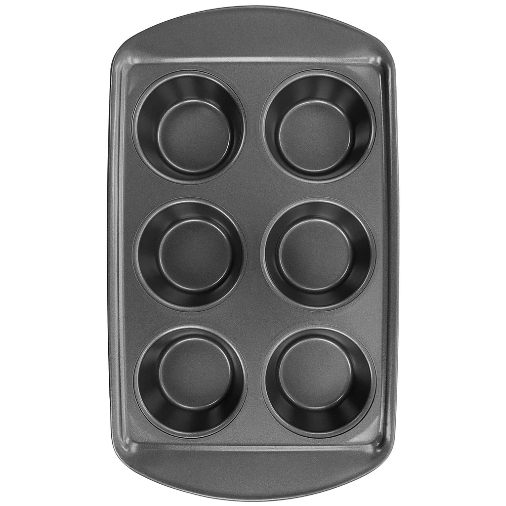 Gibson Baker's Friend Gray 6 Cup Nonstick Steel Muffin Pan