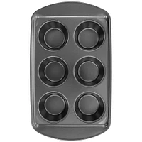 Gibson Baker's Friend Gray 6 Cup Nonstick Steel Muffin Pan