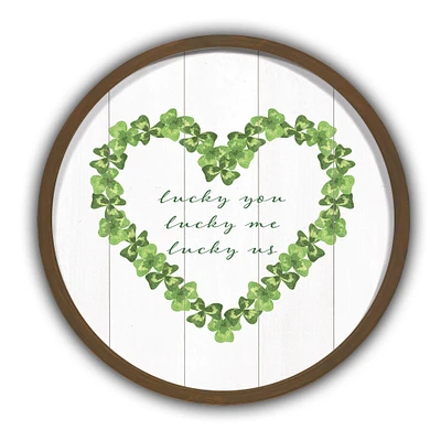 Lucky Us Round Brown Framed Print