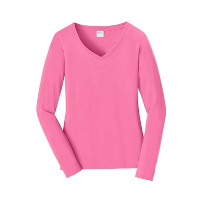 Port & Company® Fan Favorite™ Colors Long Sleeve Ladies V-Neck T-Shirt