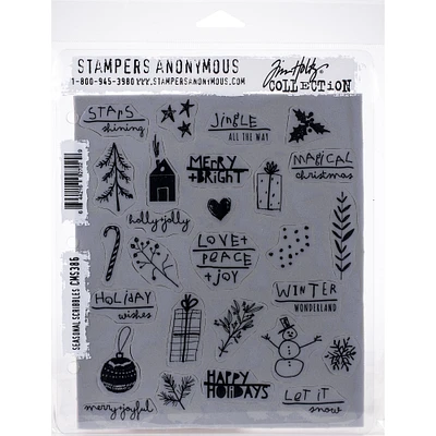 Stampers Anonymous Tim Holtz® Seasonal Scribbles Cling Stamps