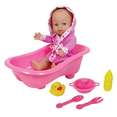 Lissi 11" Bath Time Baby Doll with Bath Accessories & Tub