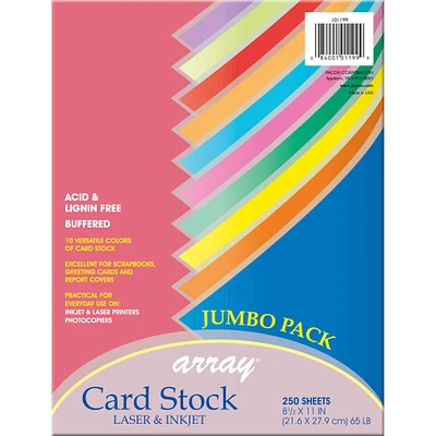 Pacon® 8.5" x 11" Colorful Card Stock Assortment, 250 Sheets