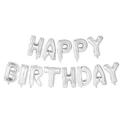 Happy Birthday Silver Foil Balloon Banner Kit By Celebrate It™