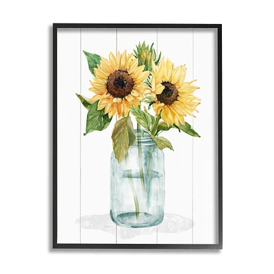 Stupell Industries Yellow Sunflowers Country jar Framed Giclee Art