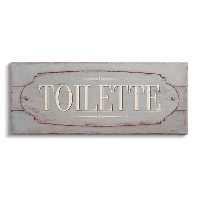 Stupell Industries Rustic Toilette Sign French Farmhouse Traditional Grain Pattern Canvas Wall Art