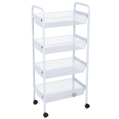 Simplify -Tier White Deluxe Rolling Storage Cart