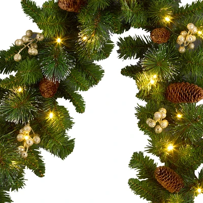 9ft. Crestwood® Green & Gold Spruce & Pinecone Pre-Lit LED Garland