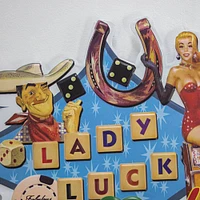 American Art Décor™ 22" Las Vegas Lady Luck Embossed Metal Sign