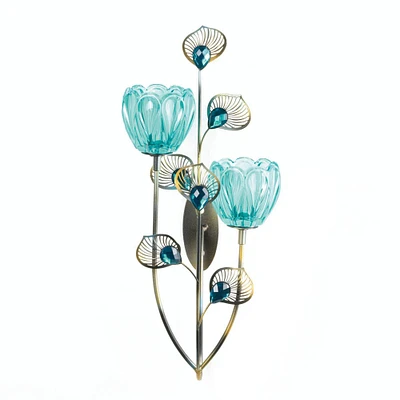 14'' Peacock Blossom Candle Wall Sconce