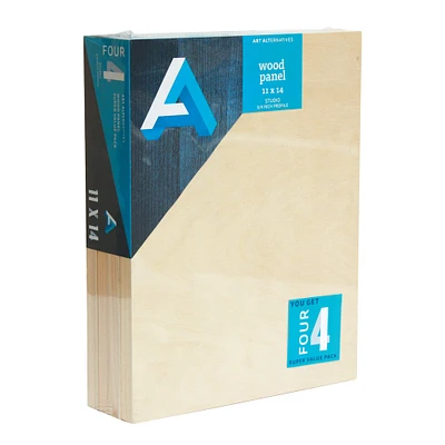 Art Alternatives 11" x 14" Classic Wood Panel Value Pack, 4ct.