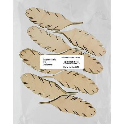 Essentials by Leisure Arts 24 Pack 1.13" x 3.75" Feather Flat Wood Shape