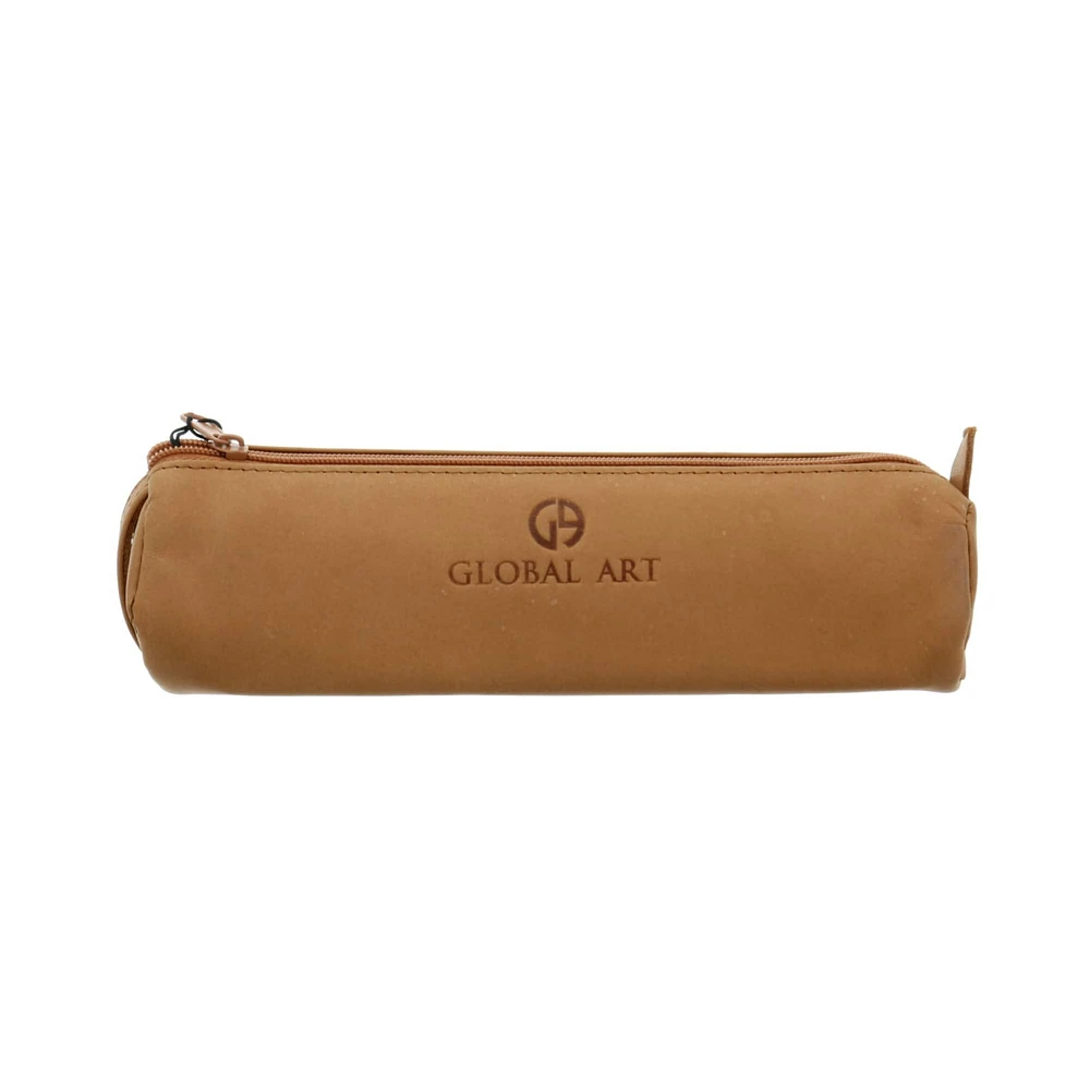 Global Art Classic Tan Leather Pencil Case