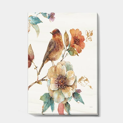 Designart - Farmhouse Bird on Flower Branch