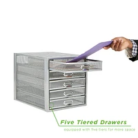 Mind Reader Silver 5 Drawer Heavy Duty Cabinet