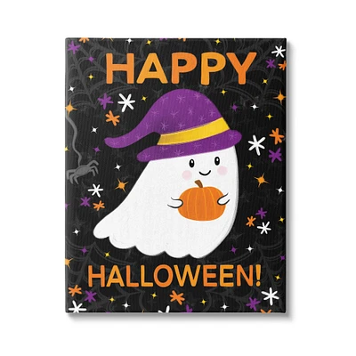 Stupell Industries Happy Halloween Happy Ghost Canvas Wall Art