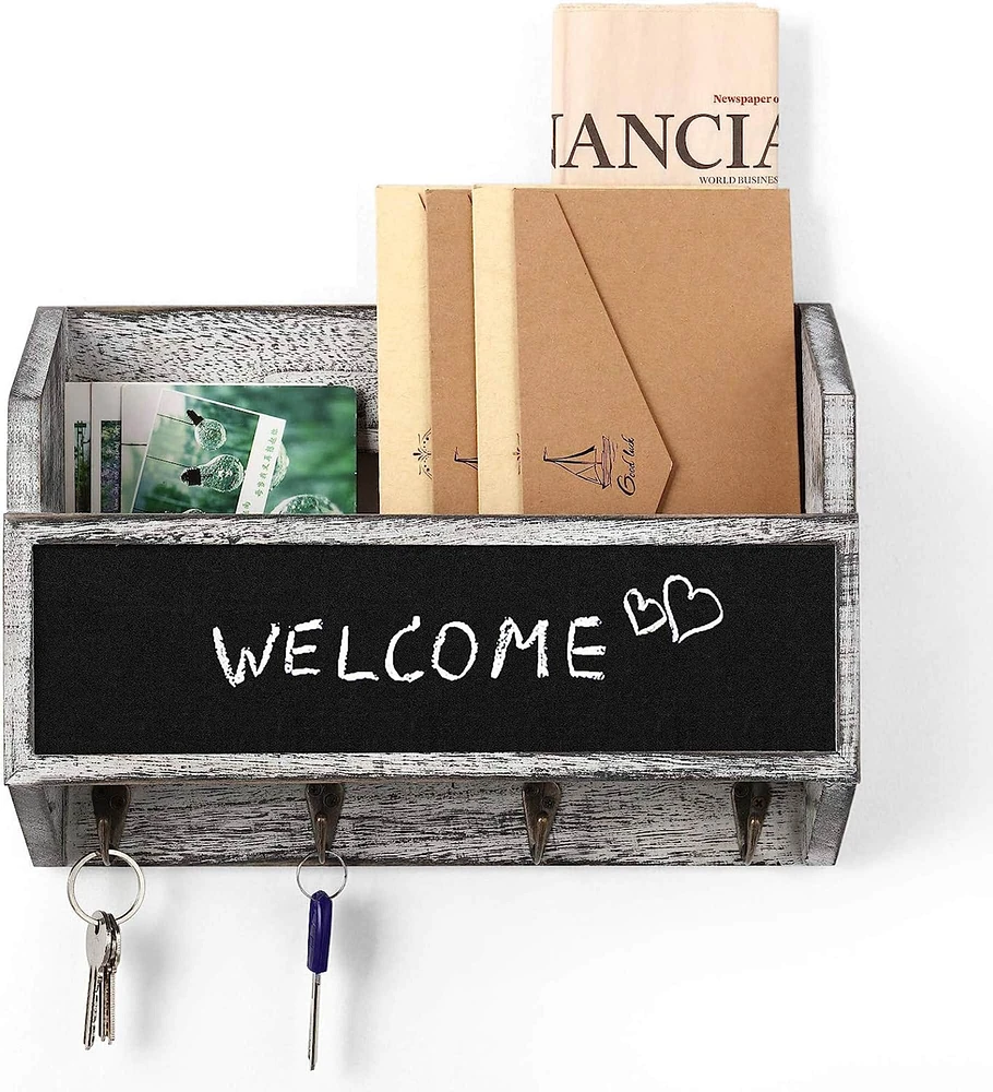 NEX™ Wall Mount Mail & Key Holder Organizer with Chalkboard Surface