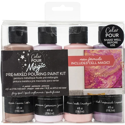 Color Pour Magic Fiery Opal Pre-Mixed Paint Kit, 4ct.