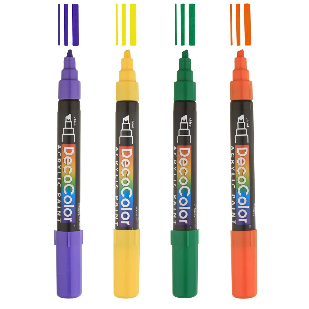 6 Packs: 4 ct. (24 total) DecoColor® Chisel Tip Acrylic Paint Markers