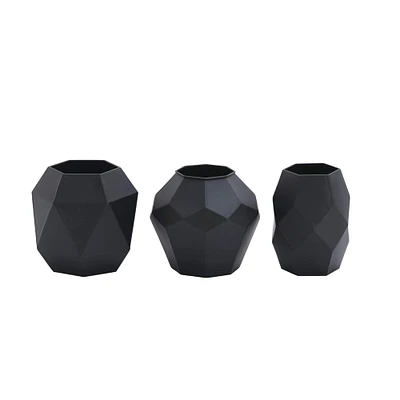 7" Black Metal Contemporary Vase Set