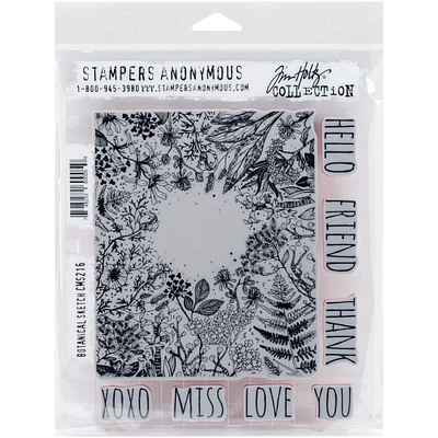 Stampers Anonymous Tim Holtz® Botanical Sketch Cling Stamp Set