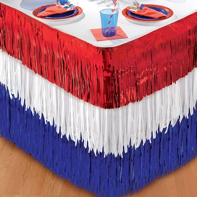 9ft. Patriotic Fringe Table Skirt