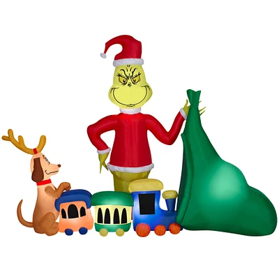 6.5ft. Airblown® Inflatable Christmas Grinch Putting Train in Santa Sack
