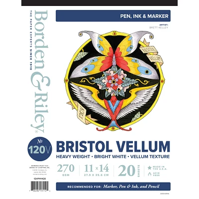 Borden & Riley® No.120V Bright White Bristol Vellum Pad