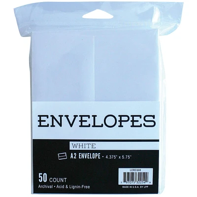 Leader Paper Products White A2 Peggable Envelopes, 50ct.